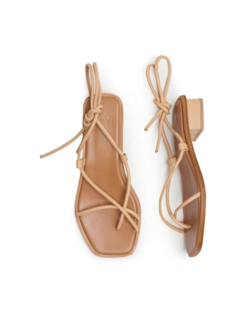 LoQ Beige Strappy Leather Sandals Women’s Size 35 Minimalist Lace Up Heels
